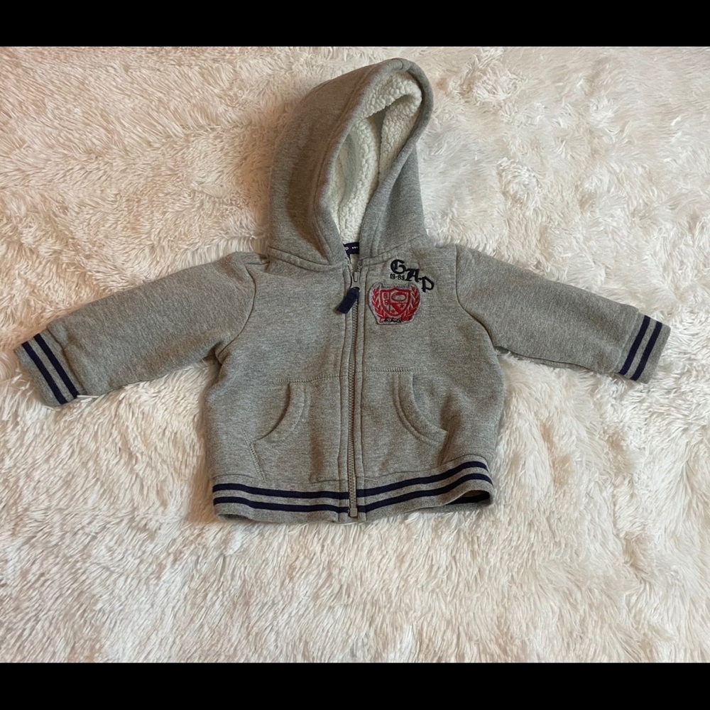 Baby Gap Baby Boy Gray Zip Hoodie 6-12 M